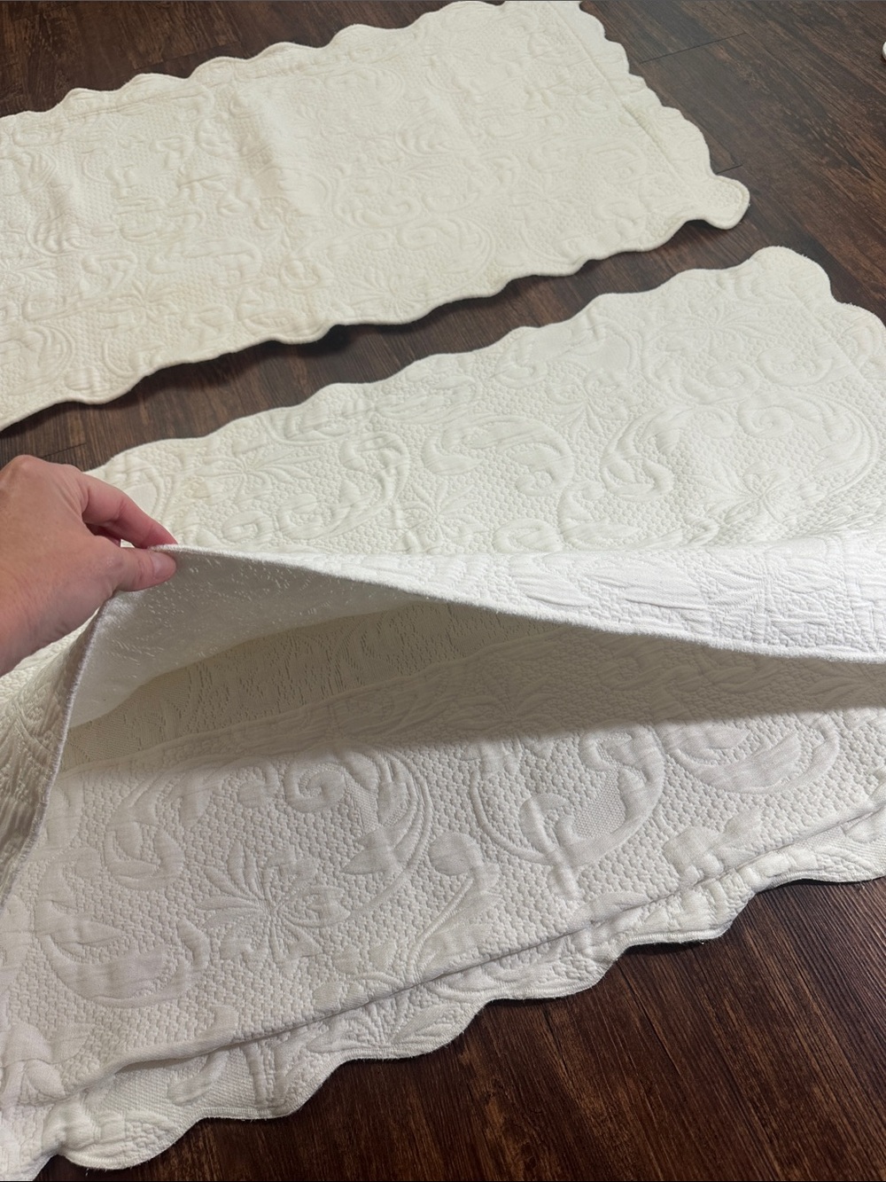 Vintage Matelassé King Pillow Shams Ivory set of 2 COLCHAS S DOMINGOS - Picture 7 of 8